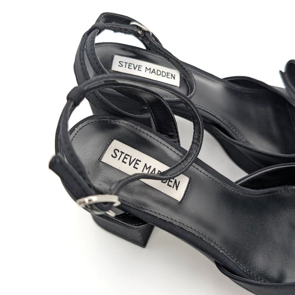 Steve Madden Aerin Bow Platform Sandals Women's Black Size US8M EU38.5 - Picture 12 of 13
